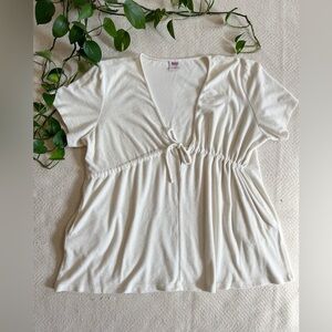 Vintage Y2K White Terrycloth Tunic Beach Cover